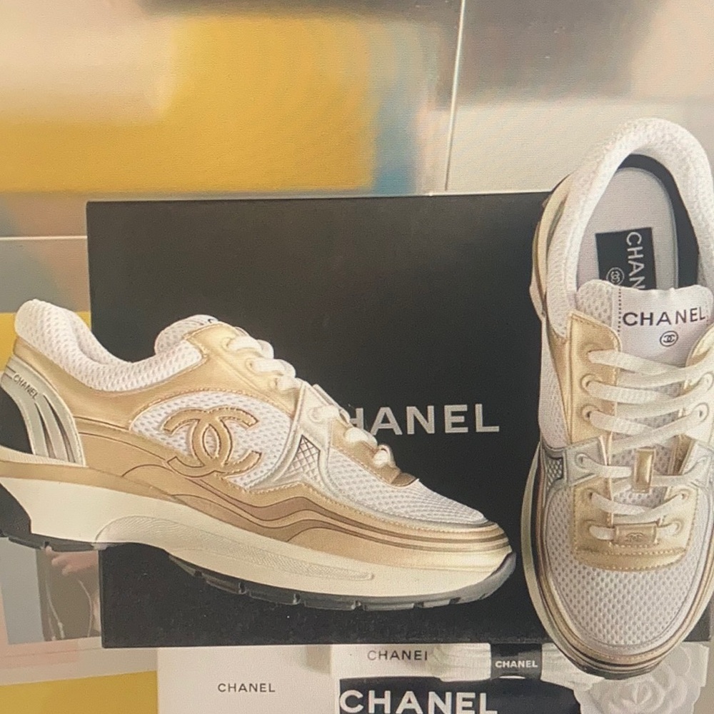 Chanel Gold and Silver Sneakers